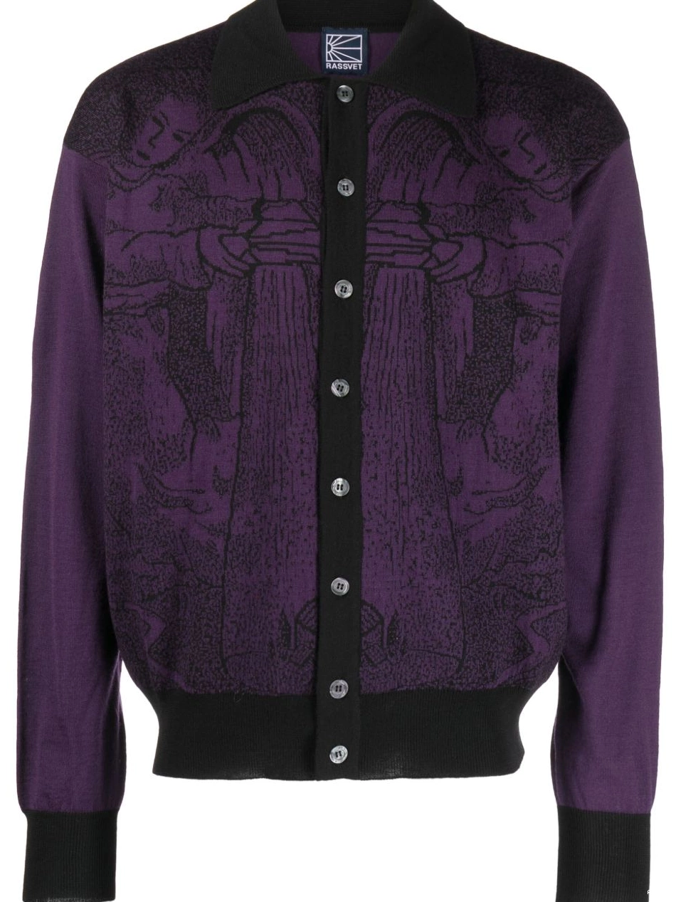 Cheap Women Alanui intarsia-knit cardigan pattern 0709